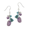 Sterling Silver Bead, Turquoise and Amethyst Linear Drop French Wire Earrings