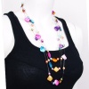 Triple Strands Blister Shell and Beaded Long Necklace Multi Color 48''