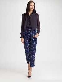 Supple silk, tailored in a breezy, cropped style and patterned with a floral ikat print.Elastic waistband with drawstring tieCropped legInseam, about 27SilkDry cleanImportedModel shown is 5'11 (180cm) wearing US size 4. Additional Information Women's Premier Designer & Contemporary Size Guide Supple silk, tailored in a breezy, cropped style and patterned with a floral ikat print.Elastic waistband with drawstring tieCropped legInseam, about 27SilkDry cleanImportedModel shown is 5'11 (180cm) wearing US size 4. Additional Information Women's Premier Designer & Contemporary Size Guide