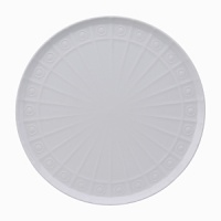 Modern in design with a raised circular pattern, made from French Limoges Porcelain. Dishwasher and microwave safe. Modern in design with a raised circular pattern, made from French Limoges Porcelain. Dishwasher and microwave safe.