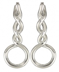 T Tahari Silver Tone Linear Twist Hoop Earrings