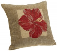 Brentwood Panama Jacquard Chenille 18-by-18-inch Knife Edge Decorative Pillow, Red Hibiscus Brentwood Panama Jacquard Chenille 18-by-18-inch Knife Edge Decorative Pillow, Red Hibiscus