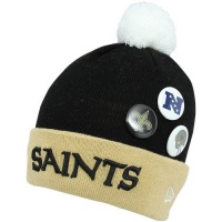 New Era New Orleans Saints Button Up Cuffed Knit Beanie - Black/Old Gold New Era New Orleans Saints Button Up Cuffed Knit Beanie - Black/Old Gold