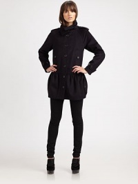 A brilliant, military-inspired take on a classic coat style, this design features a luxurious combination of wool and cashmere.Fold-over collarButton-tab detail on sleevesEpaulettesButton frontFlap pocketsFlounce hemBack yokeFully lined About 30 from shoulder to hem80% virgin wool/20% cashmereDry cleanMade in Italy of imported fabric Model shown is 5'9½ (176cm) wearing US size 4. A brilliant, military-inspired take on a classic coat style, this design features a luxurious combination of wool and cashmere.Fold-over collarButton-tab detail on sleevesEpaulettesButton frontFlap pocketsFlounce hemBack yokeFully lined About 30 from shoulder to hem80% virgin wool/20% cashmereDry cleanMade in Italy of imported fabric Model shown is 5'9½ (176cm) wearing US size 4.