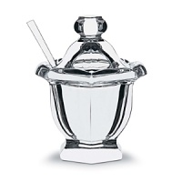 Elegant and charming, these accessories grace the table of any occasion. Small jam jar with spoon (4 1/2 H). Elegant and charming, these accessories grace the table of any occasion. Small jam jar with spoon (4 1/2 H).
