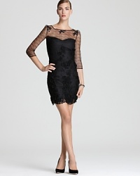 Delicate floral lace lends a high fashion look to ABS by Allen Schwartz' utterly sophisticated frock. Delicate floral lace lends a high fashion look to ABS by Allen Schwartz' utterly sophisticated frock.