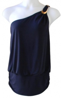 Baby Phat Plus Size Women's One Shoulder Asymmetrical Top (3X Plus, Navy) Baby Phat Plus Size Women's One Shoulder Asymmetrical Top (3X Plus, Navy)