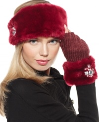 Add some essential embellishment to your winter wardrobe with these Collection XIIX knit gloves, featuring faux fur cuff bejeweled with clear crystal stones. Add some essential embellishment to your winter wardrobe with these Collection XIIX knit gloves, featuring faux fur cuff bejeweled with clear crystal stones.