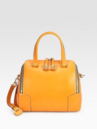 Clean lines and impeccable tailoring define this versatile silhouette rendered in supple leather. Adjustable detachable shoulder strap, 11½-13 dropDouble top handles, 6 dropTop zip closureOne outside zip pocketOne inside zip pocketTwo inside open pocketsFully lined11W X 8H X 6DImported Clean lines and impeccable tailoring define this versatile silhouette rendered in supple leather. Adjustable detachable shoulder strap, 11½-13 dropDouble top handles, 6 dropTop zip closureOne outside zip pocketOne inside zip pocketTwo inside open pocketsFully lined11W X 8H X 6DImported