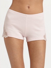 Side intricate lace detailing is an unexpected surprise on these super-soft shorts made of a fine pima cotton-blend. Narrow elastic waistbandSide lace detailingInseam, about 9½45% modal/45% cotton/8% nylon/2% elastaneHand washMade in Italy Side intricate lace detailing is an unexpected surprise on these super-soft shorts made of a fine pima cotton-blend. Narrow elastic waistbandSide lace detailingInseam, about 9½45% modal/45% cotton/8% nylon/2% elastaneHand washMade in Italy