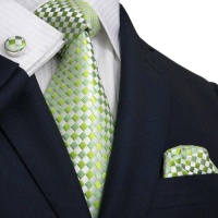 Landisun 341 Bright Green Plaids & Checks Mens Silk Tie Set: Tie+Hanky+Cufflinks Landisun 341 Bright Green Plaids & Checks Mens Silk Tie Set: Tie+Hanky+Cufflinks