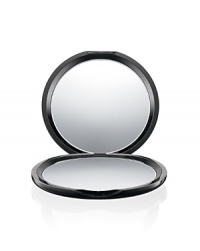A slim, glossy MAC black round compact featuring two mirrors. One side magnifies for close-ups, the other provides a standard true-to-life image. Flexible in use: props up, lies flat Pops easily into kit, bag or pocket. A slim, glossy MAC black round compact featuring two mirrors. One side magnifies for close-ups, the other provides a standard true-to-life image. Flexible in use: props up, lies flat Pops easily into kit, bag or pocket.