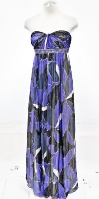 'BCBGMAXAZRIA Strapless Floral Silk Gown Regal Blue Combo 2' 'BCBGMAXAZRIA Strapless Floral Silk Gown Regal Blue Combo 2'