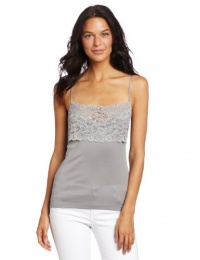 Hanro Women's Moments Wide Lace Spaghetti Camisole, Tender Silver, Small Hanro Women's Moments Wide Lace Spaghetti Camisole, Tender Silver, Small