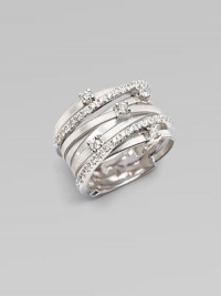 Textural 18k white gold - punctuated by luminous diamonds - and pavé diamond bands richly intermingle.Diamonds, 0.42 tcw 18k white gold Diameter, about ¾ Made in Italy Textural 18k white gold - punctuated by luminous diamonds - and pavé diamond bands richly intermingle.Diamonds, 0.42 tcw 18k white gold Diameter, about ¾ Made in Italy