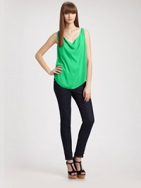 An easy-fit silk tank styled with a draped cowlneck, slightly flared from shoulder to hem.CowlneckSleevelessShirttail hemAbout 27 from shoulder to hem95% silk/5% silkDry cleanImportedModel shown is 5'10 (177cm) wearing US size Small. An easy-fit silk tank styled with a draped cowlneck, slightly flared from shoulder to hem.CowlneckSleevelessShirttail hemAbout 27 from shoulder to hem95% silk/5% silkDry cleanImportedModel shown is 5'10 (177cm) wearing US size Small.