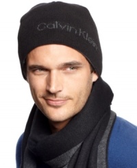 Sometimes the Calvin Klein logo says it all: Reversible knit beanie with jacquard logo. Sometimes the Calvin Klein logo says it all: Reversible knit beanie with jacquard logo.