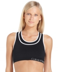 Calvin Klein Performance offers an essential sports bra with a snug, comfortable fit. With a chic layered-look, it's smart enough to wear with just yoga pants! Calvin Klein Performance offers an essential sports bra with a snug, comfortable fit. With a chic layered-look, it's smart enough to wear with just yoga pants!