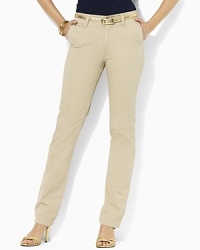 A casual pant tailored from soft, durable cotton is crafted in a cropped, straight-leg silhouette for the ultimate in comfort and style. A casual pant tailored from soft, durable cotton is crafted in a cropped, straight-leg silhouette for the ultimate in comfort and style.