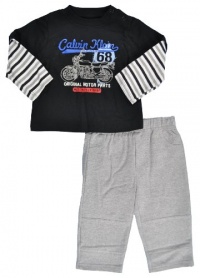 Calvin Klein Newborn Boys Black Motorcycle Top 2Pc Pant Set (0/3M) Calvin Klein Newborn Boys Black Motorcycle Top 2Pc Pant Set (0/3M)