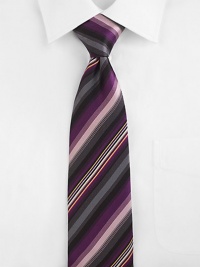 A superb look for the modern man, crafted with a signature stripes in sophisticated Italian silk. Silk Dry clean Made in Italy A superb look for the modern man, crafted with a signature stripes in sophisticated Italian silk. Silk Dry clean Made in Italy