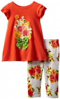 Bonnie Jean Girls 2-6X Appliqued Legging Set, Orange, 3T Bonnie Jean Girls 2-6X Appliqued Legging Set, Orange, 3T