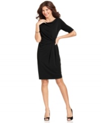A chic dress from Jones New York is crafted from fluid jersey for a cool and sophisticated look this summer. A chic dress from Jones New York is crafted from fluid jersey for a cool and sophisticated look this summer.