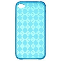 LUXMO HD Crystal Skin Case Blue Checker for iPhone 4 CSIP4BLCK