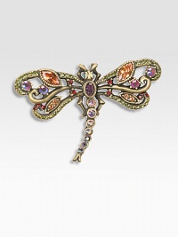 Carefully placed Swarovski crystals lend an opulent, heirloom-quality touch to this utterly charming keepsake pin. Brass ox-plated pewterSwarovski crystal detailPin backing2¾W X 1¾HHandmade in USA Carefully placed Swarovski crystals lend an opulent, heirloom-quality touch to this utterly charming keepsake pin. Brass ox-plated pewterSwarovski crystal detailPin backing2¾W X 1¾HHandmade in USA