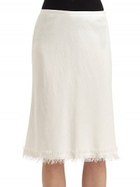 THE LOOKSelf waistbandA-line silhouetteFringe trim at hemlineConcealed side zipSilk liningTHE FITAbout 26 longTHE MATERIAL81% cotton/39% silkCARE & ORIGINDry cleanImportedModel shown is 5'10 (177cm) wearing US size 4. THE LOOKSelf waistbandA-line silhouetteFringe trim at hemlineConcealed side zipSilk liningTHE FITAbout 26 longTHE MATERIAL81% cotton/39% silkCARE & ORIGINDry cleanImportedModel shown is 5'10 (177cm) wearing US size 4.