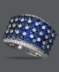 Let your hands do the talking. Effy Collection's eye-catching cocktail ring features a sweet mix of round-cut sapphires (4 ct. t.w.) and diamonds (3/8 ct. t.w.) set in 14k white gold. Let your hands do the talking. Effy Collection's eye-catching cocktail ring features a sweet mix of round-cut sapphires (4 ct. t.w.) and diamonds (3/8 ct. t.w.) set in 14k white gold.