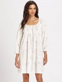 EXCLUSIVELY AT SAKS. A featherweight silhouette rendered in luxe pima cotton, with a gathered neckline and allover feminine shirring. Gathered scoopneck with self-tie bowThree-quarter length sleeves with gathered cuffsFront and back shirringAbout 36 from shoulder to hemPima cottonMachine washImported EXCLUSIVELY AT SAKS. A featherweight silhouette rendered in luxe pima cotton, with a gathered neckline and allover feminine shirring. Gathered scoopneck with self-tie bowThree-quarter length sleeves with gathered cuffsFront and back shirringAbout 36 from shoulder to hemPima cottonMachine washImported