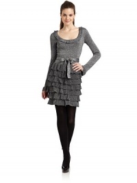 THE LOOKMetallic knit constructionTiered ruffle skirtTie waistTHE FITAbout 42 from shoulder to hemTHE MATERIALSilk/cotton/polyester/metallic fibersCARE & ORIGINDry cleanImportedModel shown is 5'10 (177cm) wearing US size Small. THE LOOKMetallic knit constructionTiered ruffle skirtTie waistTHE FITAbout 42 from shoulder to hemTHE MATERIALSilk/cotton/polyester/metallic fibersCARE & ORIGINDry cleanImportedModel shown is 5'10 (177cm) wearing US size Small.