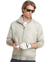 Keep your cool when you're hot on the links with this crisp microfiber jacket from Izod. Keep your cool when you're hot on the links with this crisp microfiber jacket from Izod.