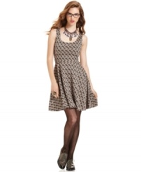 Bar III's printed A-line dress makes a graphic statement. The full skirt makes it easy to wear with flats, too!