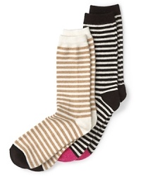 Add some sparkle to your step with the metallic toe of kate spade new york's striped socks. Add some sparkle to your step with the metallic toe of kate spade new york's striped socks.