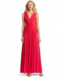 BCBGMAXAZRIA Women's Kaeya V Neck Draped Gown With Back Cutout