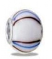 Beautiful Green/Blue Striped Art Glass European/Memory Charm Double Sterling Layered Bead - Fits Pandora Bracelets Beautiful Green/Blue Striped Art Glass European/Memory Charm Double Sterling Layered Bead - Fits Pandora Bracelets
