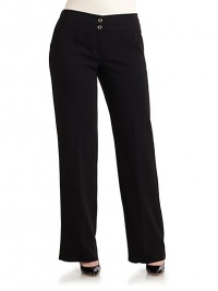 THE LOOKEssential crepe pants with a straight, relaxed legWide waistband, elasticized in backTwo-button closeZip flyAngled front pockets with topstitched edgingStraight, easy legUnfinished hemTHE FITRise, about 10Inseam, about 36THE MATERIAL71% triacetate/29% polyesterCARE & ORIGINDry cleanImported