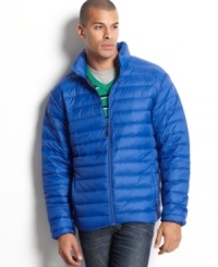 The perfect travel companion. Gear up for cold weather with cool style and performance that's big on warmth and made for easy storage in this lightweight jacket from Hawke & Co. Outfitter. The perfect travel companion. Gear up for cold weather with cool style and performance that's big on warmth and made for easy storage in this lightweight jacket from Hawke & Co. Outfitter.