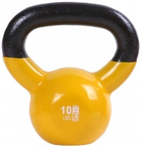 GoFit 10-Pound Yellow Kettlebell with Vinyl Coating, Training DVD and Exercise Booklet