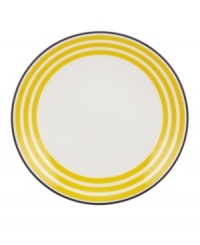 Like sunshine to the nautical Wickford pattern, Sea Cliffs Stripe tidbit plates brighten your kate spade new york dinnerware collection with bands of cheery yellow on white bone china. Like sunshine to the nautical Wickford pattern, Sea Cliffs Stripe tidbit plates brighten your kate spade new york dinnerware collection with bands of cheery yellow on white bone china.