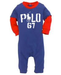 Ralph Lauren, Baby Boys Polo Layered Coverall, Color: Blue, Size: 9 mths Ralph Lauren, Baby Boys Polo Layered Coverall, Color: Blue, Size: 9 mths