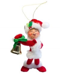He'll be there with bells on. Wearing a velvety red jumpsuit, this charming elf brings Christmas cheer to every tree. With the soft, flexible features and unmistakable style of Annalee ornaments. He'll be there with bells on. Wearing a velvety red jumpsuit, this charming elf brings Christmas cheer to every tree. With the soft, flexible features and unmistakable style of Annalee ornaments.