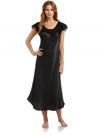 THE LOOKRaw edge pleats and cascading chiffon ruffles trim the necklineChiffon flutter sleevesTHE FITAbout 50 from shoulder to hemTHE MATERIALPolyesterCARE & ORIGINMachine washImported THE LOOKRaw edge pleats and cascading chiffon ruffles trim the necklineChiffon flutter sleevesTHE FITAbout 50 from shoulder to hemTHE MATERIALPolyesterCARE & ORIGINMachine washImported