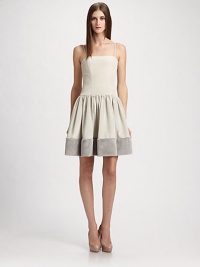 A plush faux fur hem lends this sweet silhouette a playful, luxurious feel.Spaghetti straps Princess seaming on boned bodice Full skirt with faux fur hem Concealed back zip Fully lined About 18 from natural waist 51% cotton/49% acetate Dry clean Made in USA A plush faux fur hem lends this sweet silhouette a playful, luxurious feel.Spaghetti straps Princess seaming on boned bodice Full skirt with faux fur hem Concealed back zip Fully lined About 18 from natural waist 51% cotton/49% acetate Dry clean Made in USA