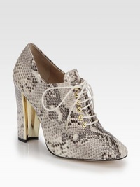 For a sophisticated yet cool look, try this python-print leather ankle boot with long laces and a piercing metal heel. Python-print leather and metal heel, 4½ (115mm)Python-print leather upperLeather lining and solePadded insoleImportedOUR FIT MODEL RECOMMENDS ordering true size. For a sophisticated yet cool look, try this python-print leather ankle boot with long laces and a piercing metal heel. Python-print leather and metal heel, 4½ (115mm)Python-print leather upperLeather lining and solePadded insoleImportedOUR FIT MODEL RECOMMENDS ordering true size.