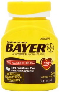 Genuine Bayer Aspirin 325mg Tablets 200 Coated Tablets Genuine Bayer Aspirin 325mg Tablets 200 Coated Tablets