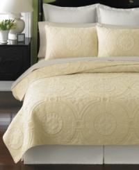 A beautifully crafted ornamental design adds a luxurious feature to your sleep space with this Cornice sham from Martha Stewart Collection. A beautifully crafted ornamental design adds a luxurious feature to your sleep space with this Cornice sham from Martha Stewart Collection.