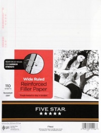 Five Star Reinforced Filler Paper, Wide Ruled, 110 ct (15106) Five Star Reinforced Filler Paper, Wide Ruled, 110 ct (15106)